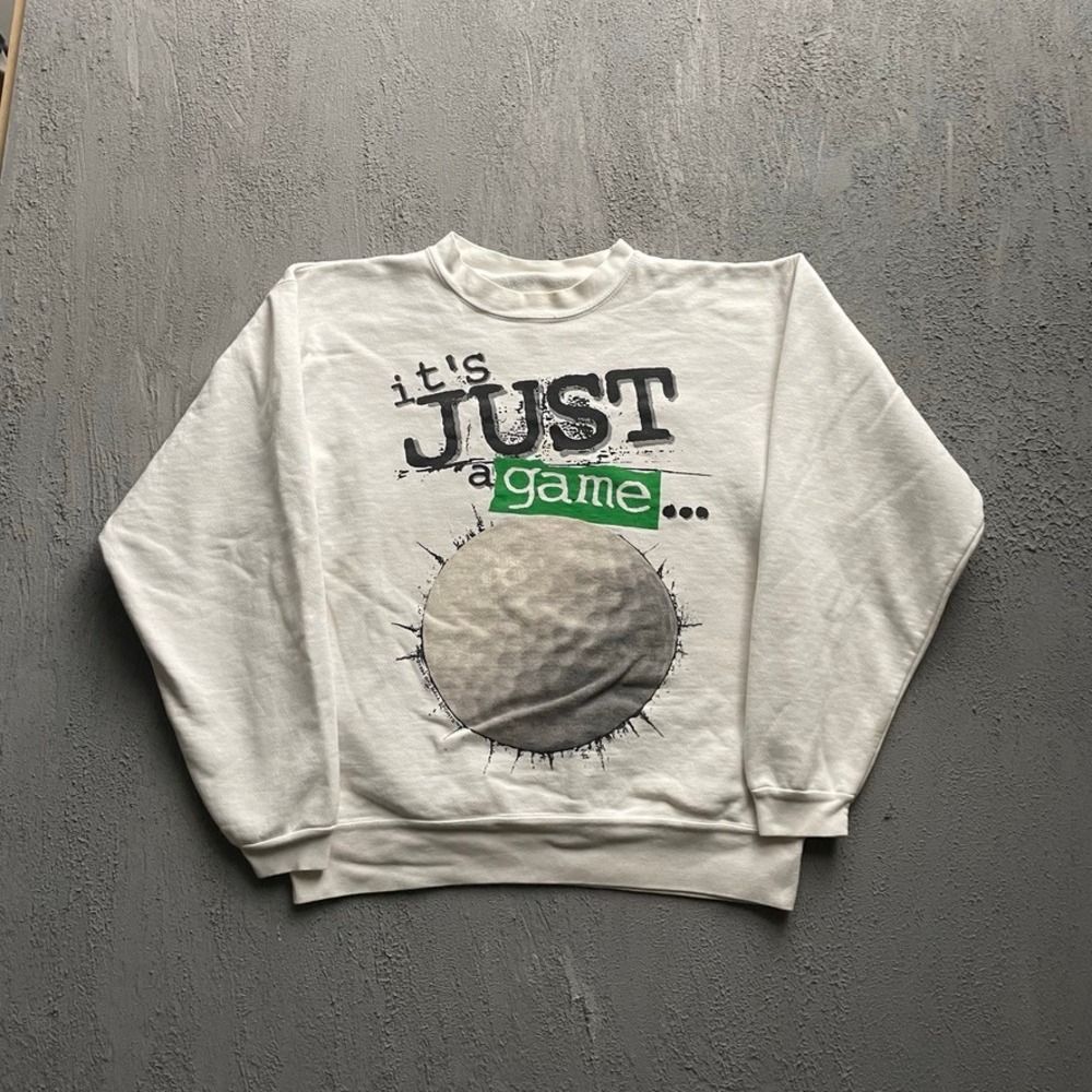 Vintage Golf Graphic Sweatshirt Mens Large White 1990s Big Ball Sports